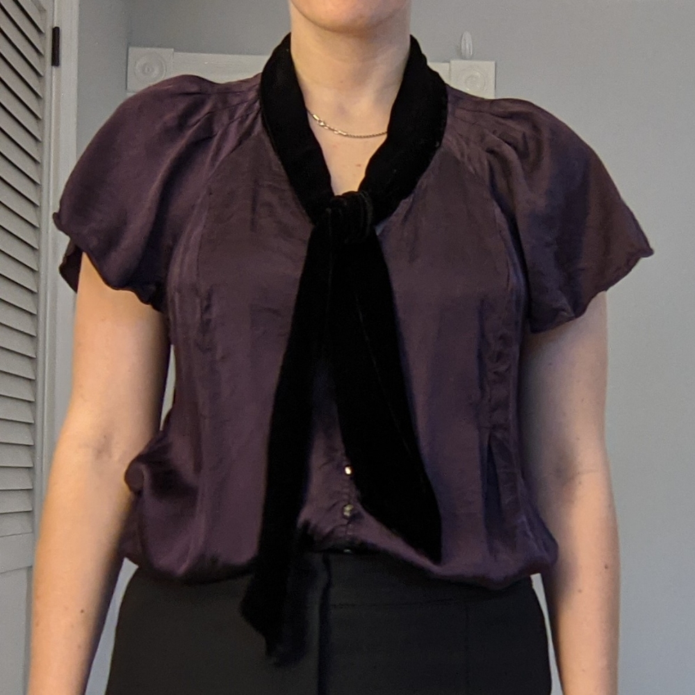 Vintage Banana Republic 100% silk velvet black top